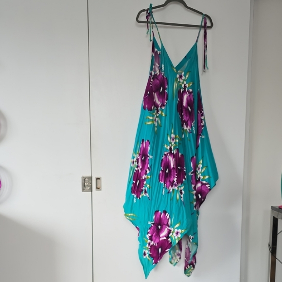 Floral Teal and Purple Midi Dress - Picture 6 of 6